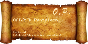 Offák Pantaleon névjegykártya